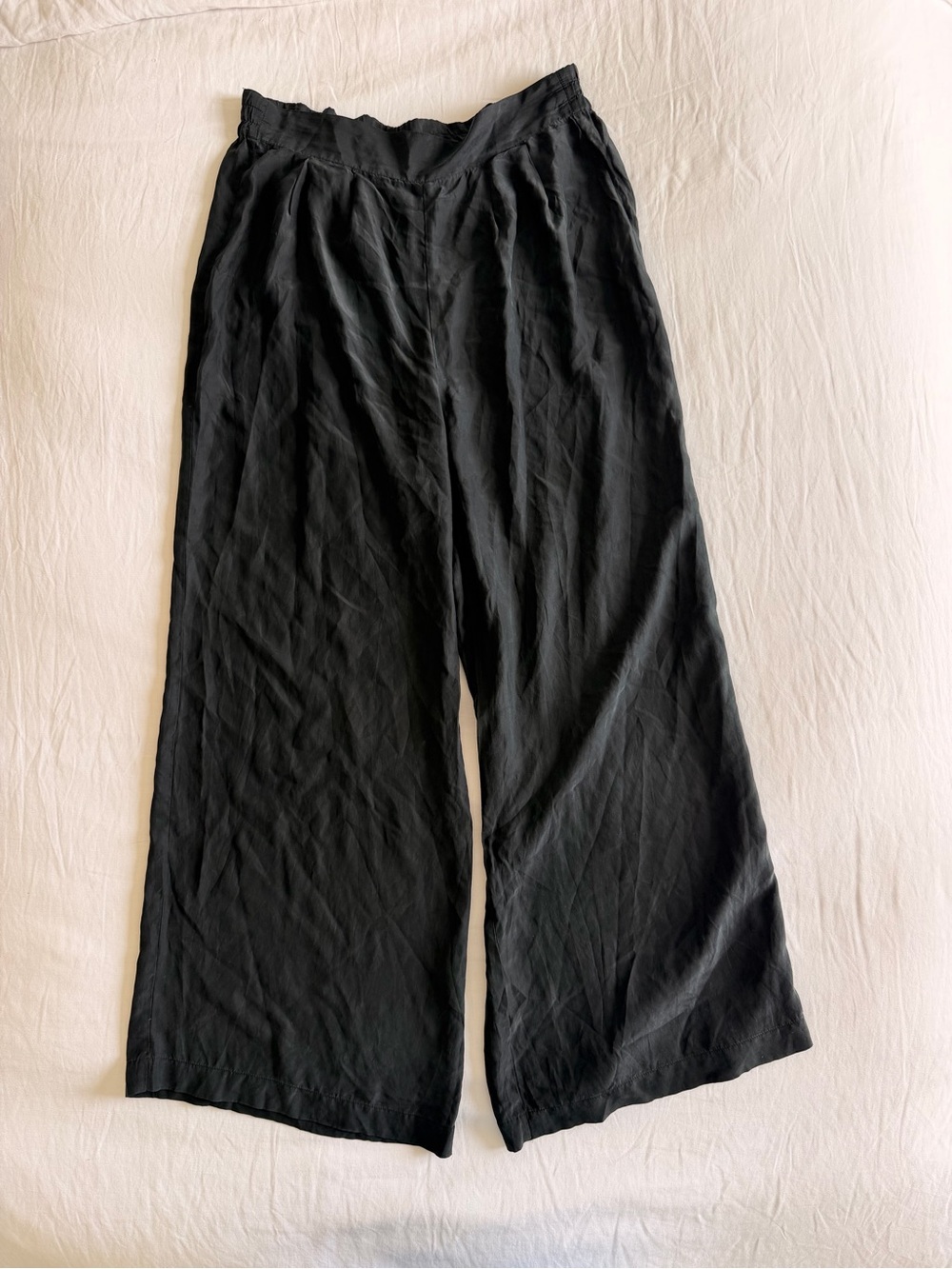 Black Wide Leg 100% silk Pants